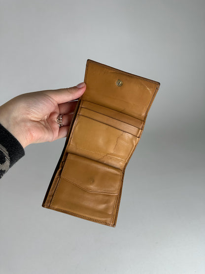 Vintage Celine Paris Leather Monogram Wallet Beige Brown