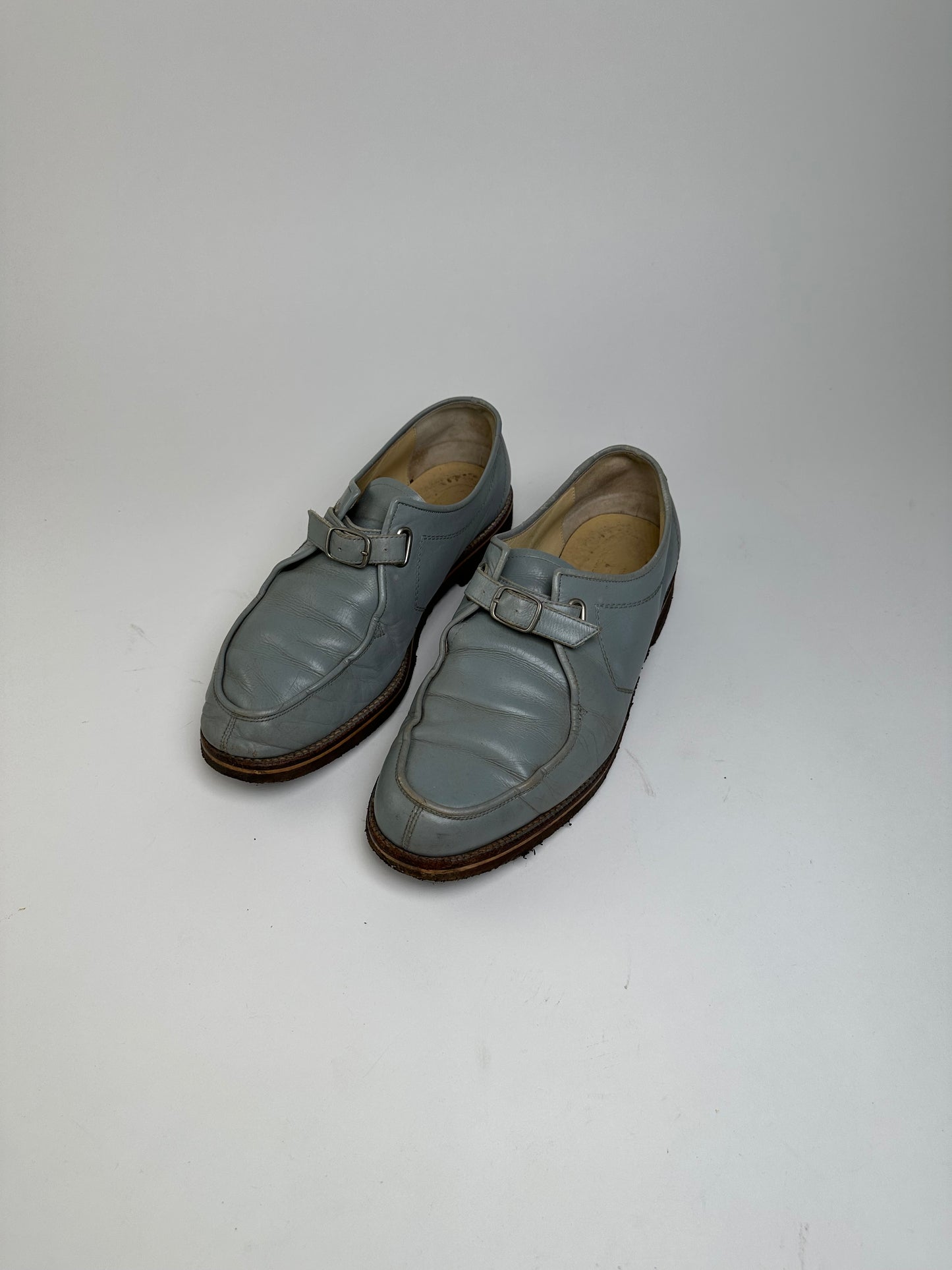 Vintage Comme des Garçons Leather Monk Strap Shoes Light Blue EU26.5