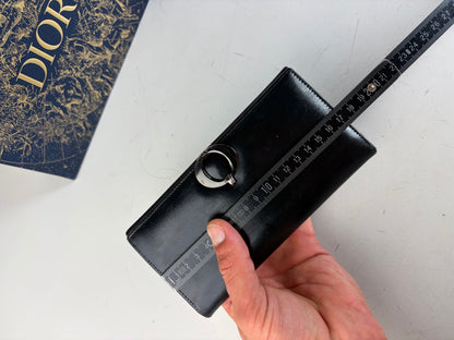 Vintage Dior Leather Wallet Black Silver-tone Clasp