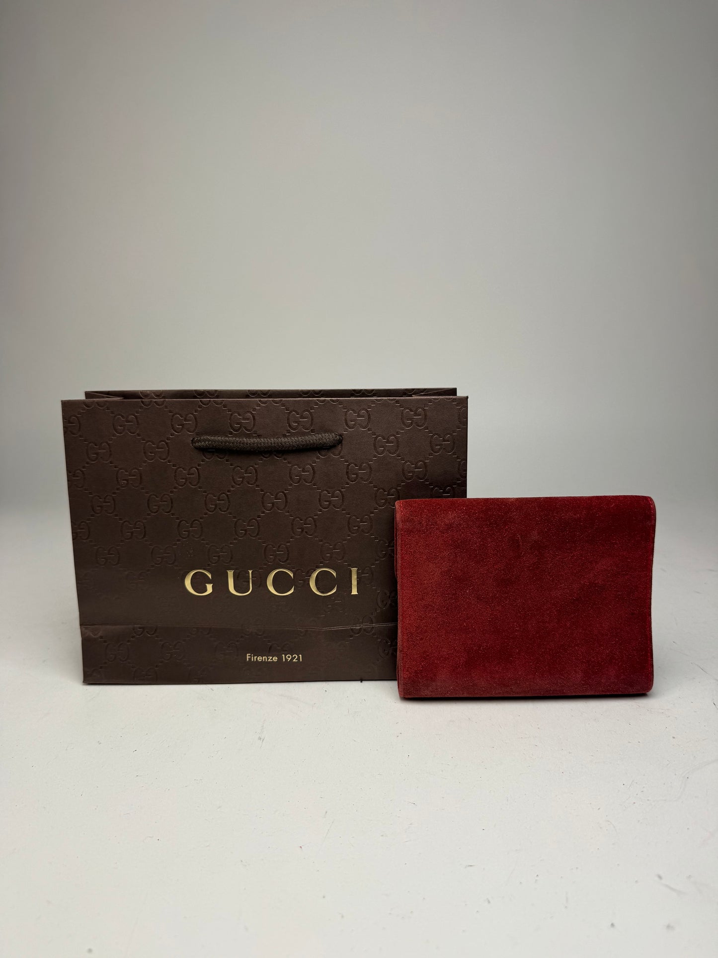Vintage Gucci Suede & Patent Leather Horsebit Organizer / Wallet Red
