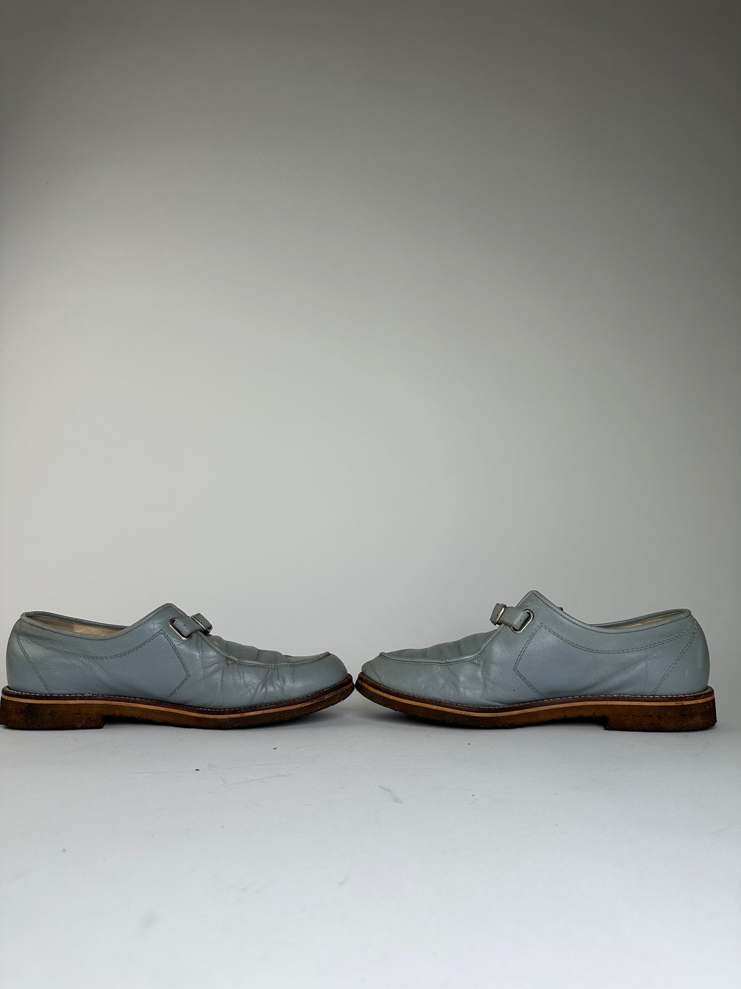 Vintage Comme des Garçons Leather Monk Strap Shoes Light Blue EU26.5