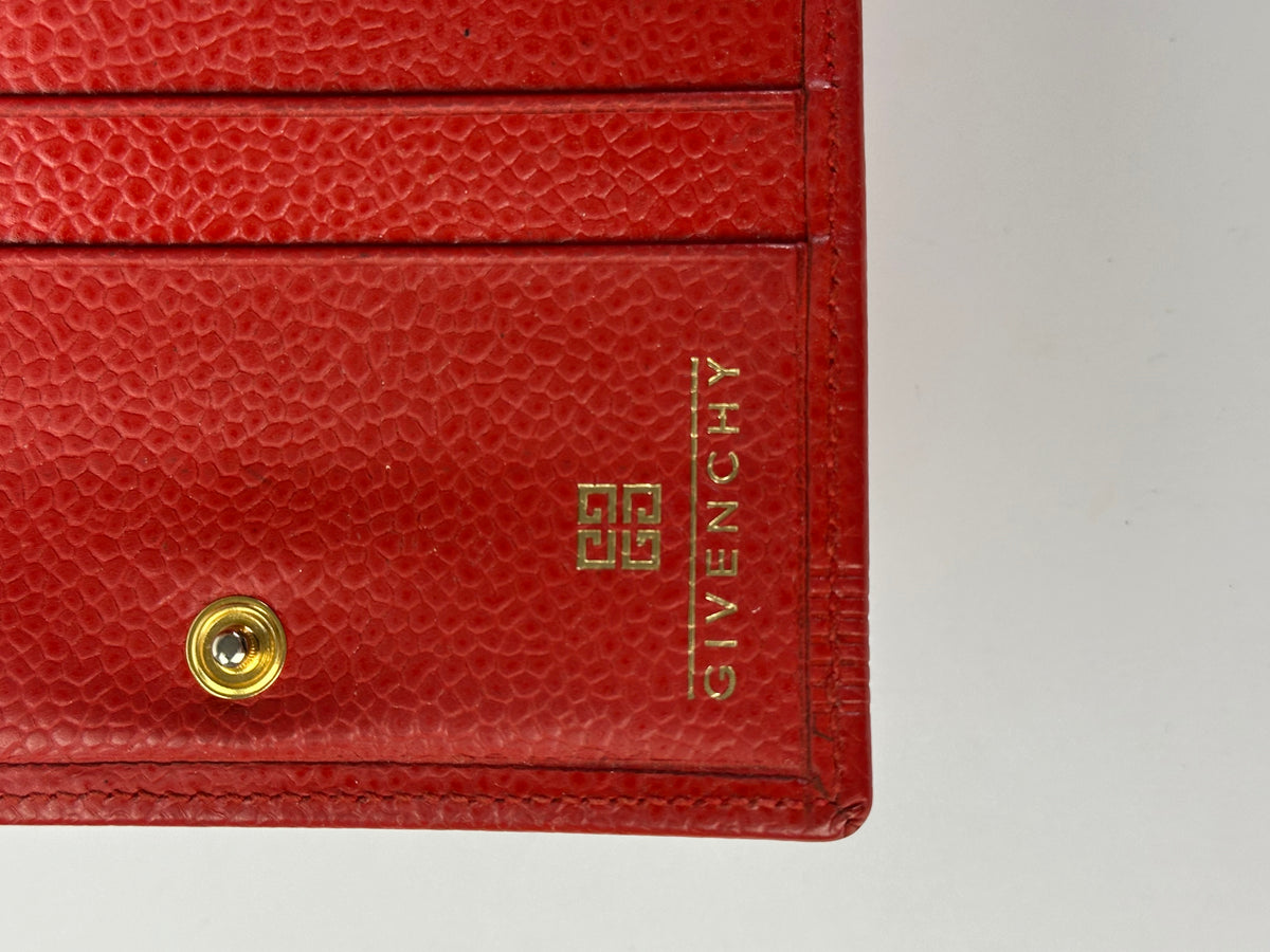 Vintage Givenchy 4G Logo Bifold Wallet Late 1970s Red
