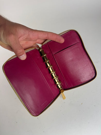 Organiseur vintage Miu Miu en cuir verni jaune