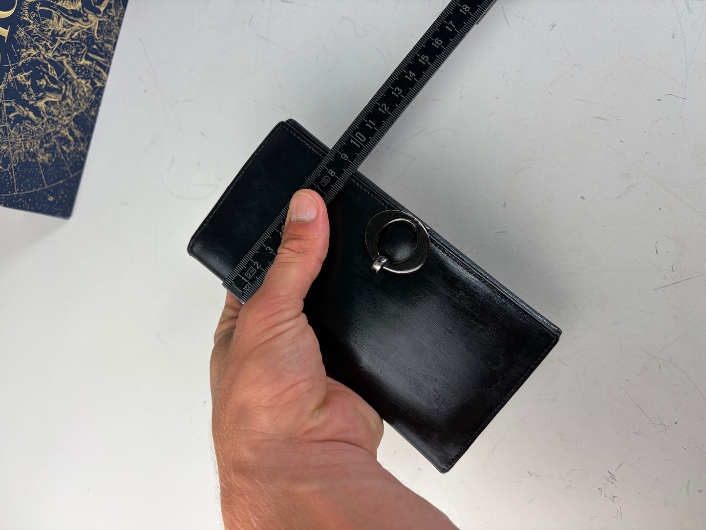 Vintage Dior Leather Wallet Black Silver-tone Clasp