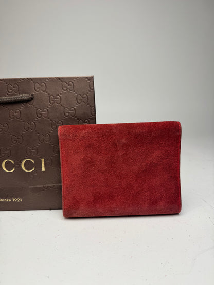 Vintage Gucci Suede & Patent Leather Horsebit Organizer / Wallet Red