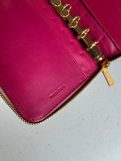 Organiseur vintage Miu Miu en cuir verni jaune