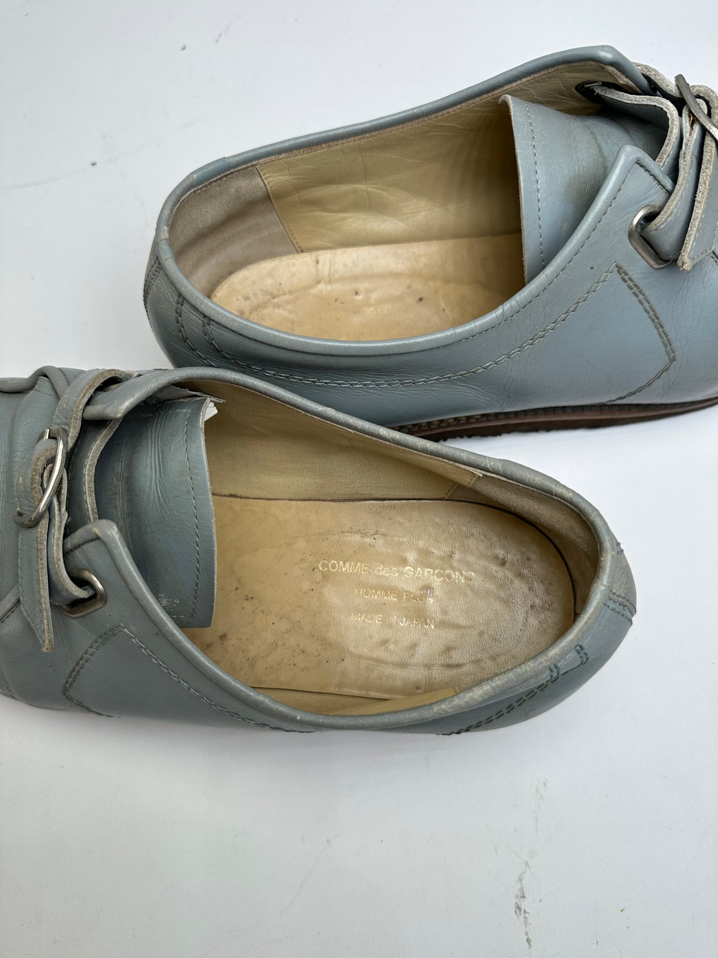 Vintage Comme des Garçons Leather Monk Strap Shoes Light Blue EU26.5