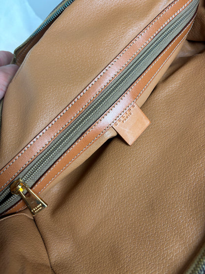 Vintage Celine Macadam Canvas Duffle Bag Brown Tan