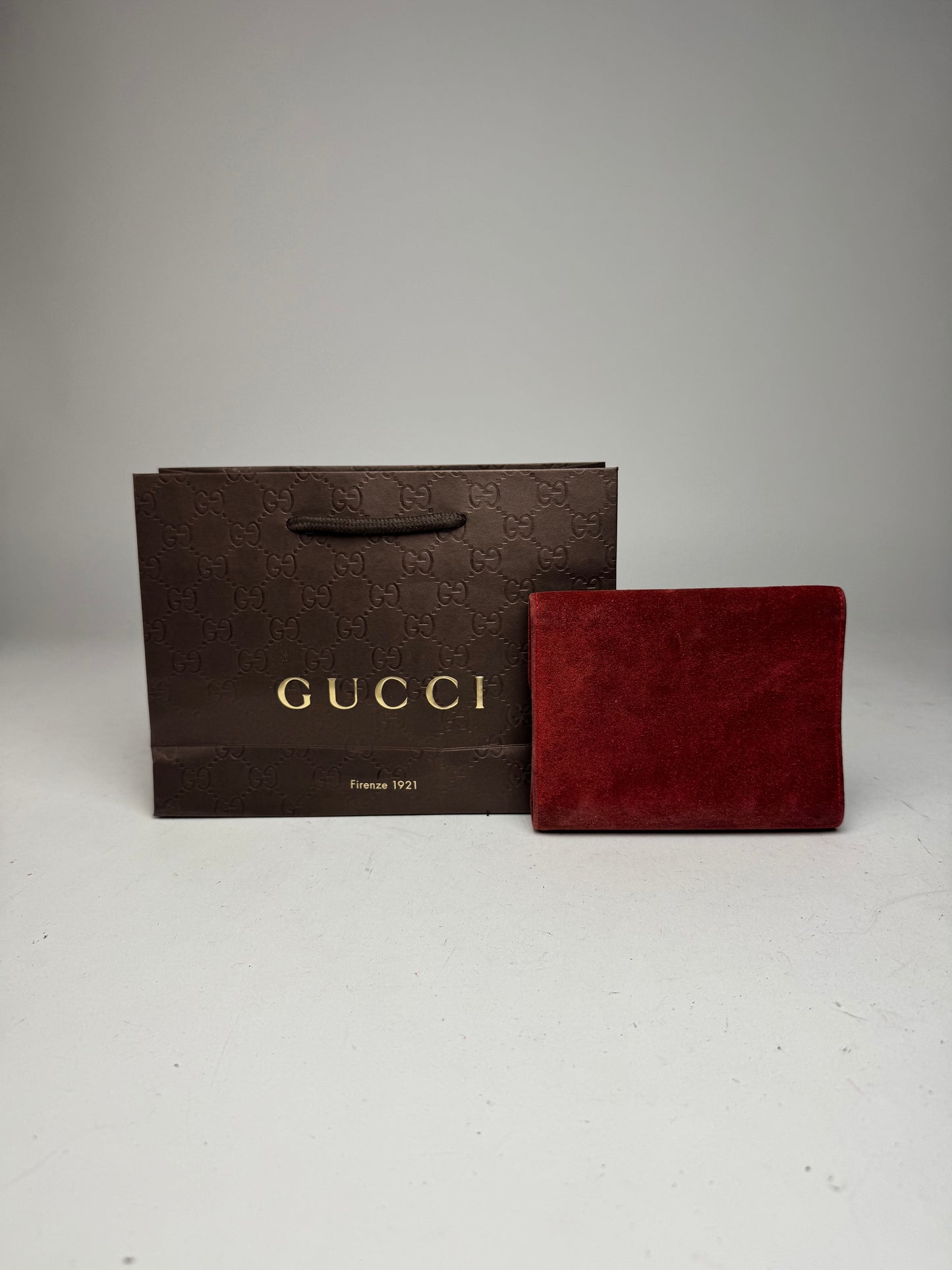 Vintage Gucci Suede & Patent Leather Horsebit Organizer / Wallet Red