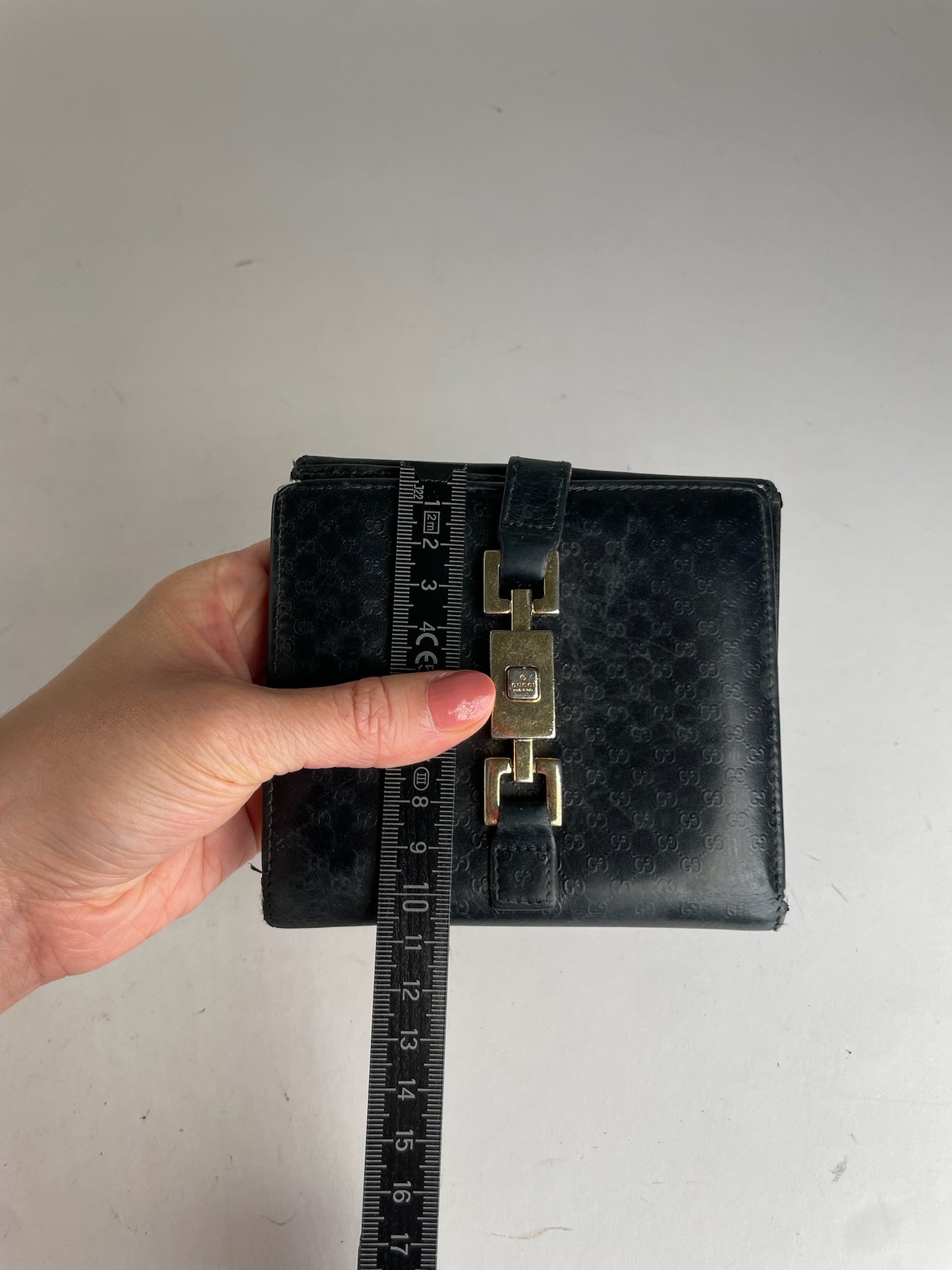 Vintage Gucci Monogram Jackie Leather Wallet Black