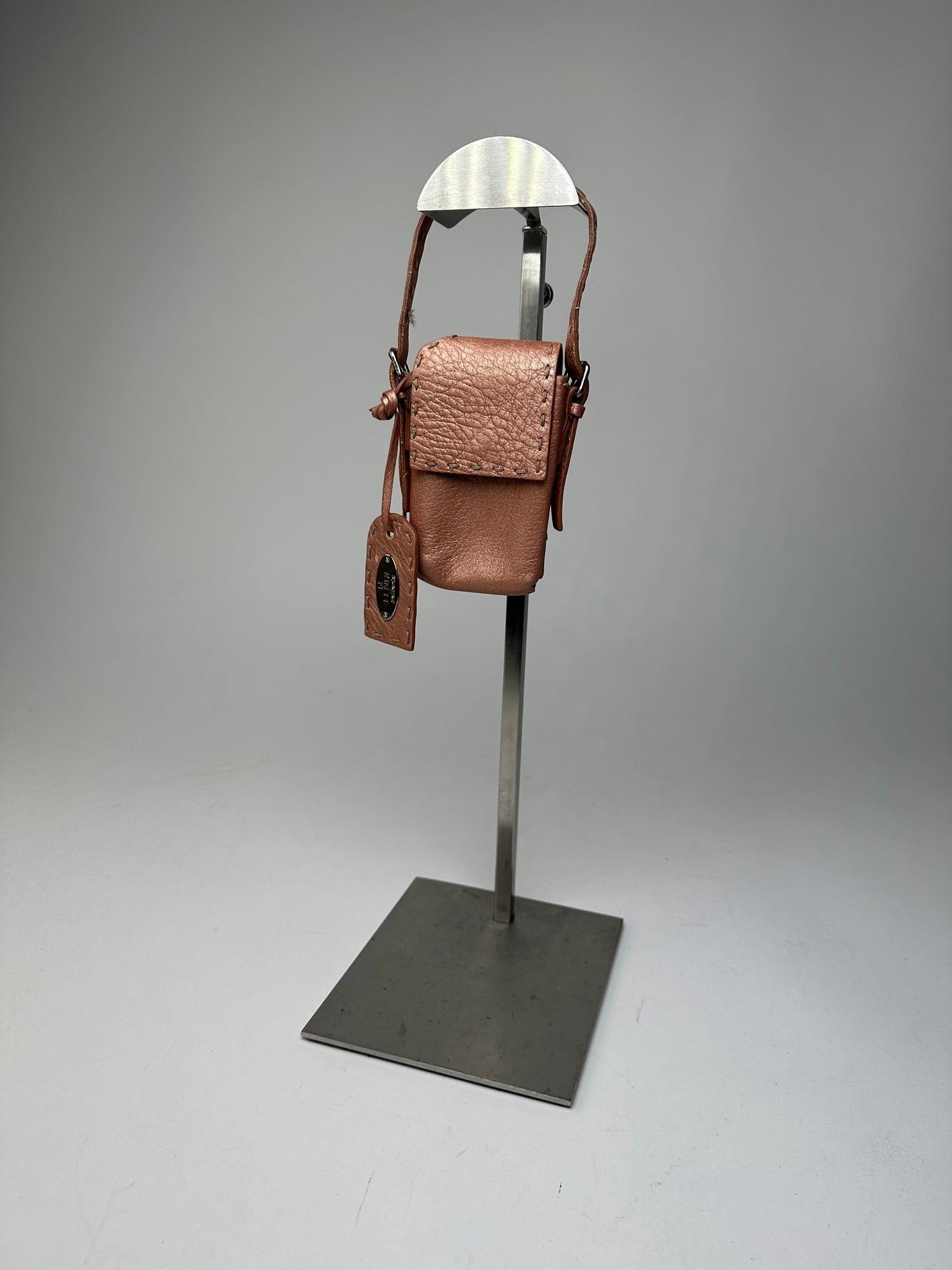 Vintage Fendi Metallic Rose Mini Leather Handbag