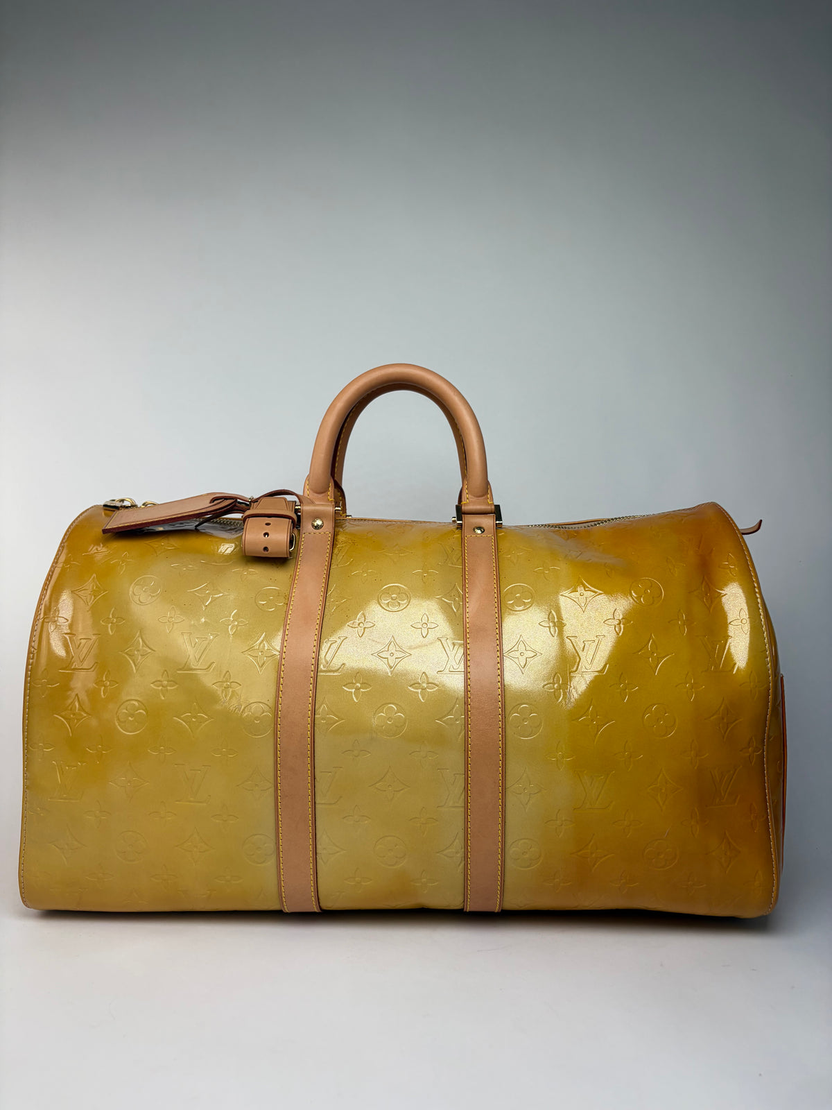 Vintage Louis Vuitton Monogram Monogram Vernis Keepall Bandoulière 55 c. 1998 Yellow
