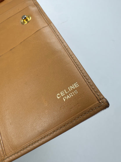 Vintage Celine Paris Triomphe Monogram Leather Wallet Brown