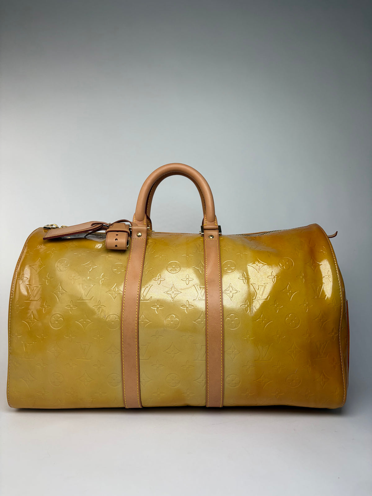 Vintage Louis Vuitton Monogram Monogram Vernis Keepall Bandoulière 55 c. 1998 Yellow