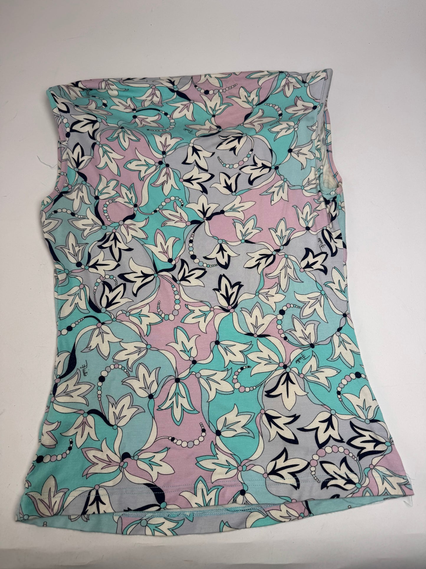 Vintage Emilio Pucci Abstract Top Blue White Purple