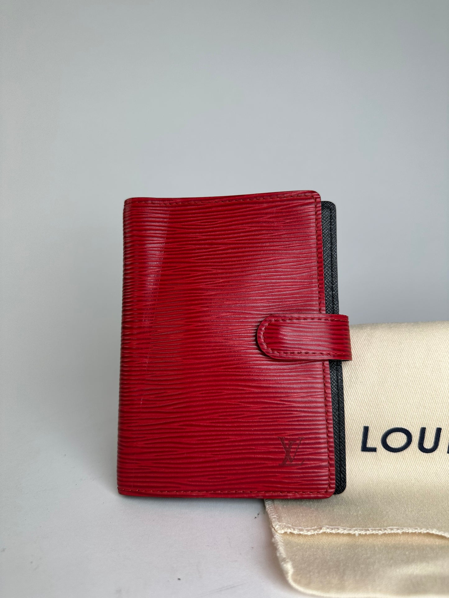 Vintage Louis Vuitton Epi Leather Wallet Red Black Gold