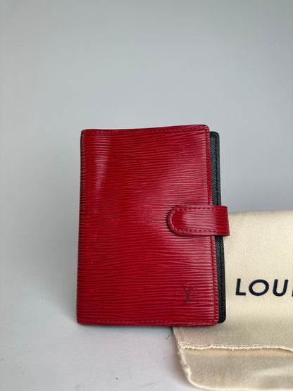 Vintage Louis Vuitton Epi Leather Wallet Red Black Gold