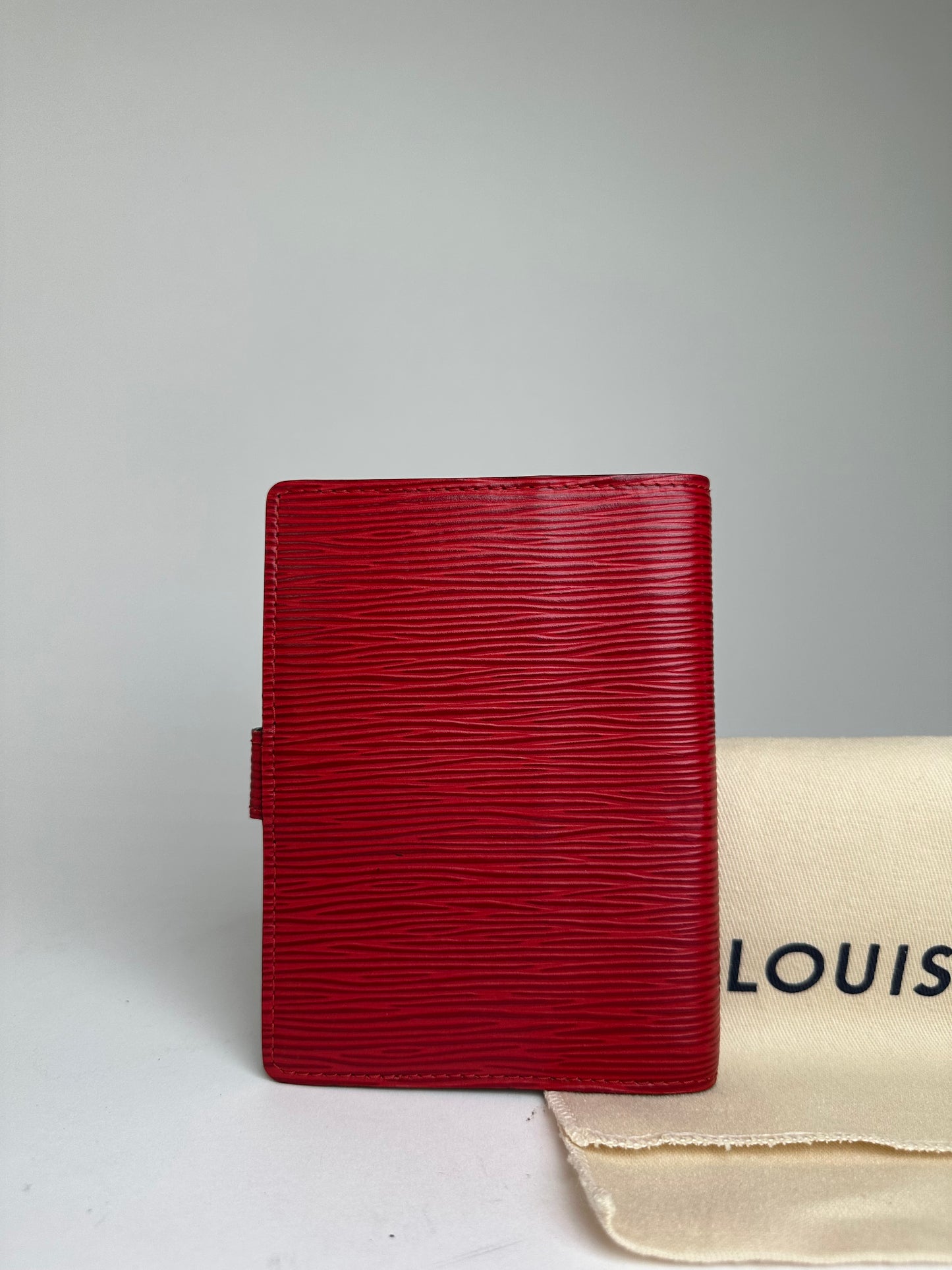 Vintage Louis Vuitton Epi Leather Wallet Red Black Gold