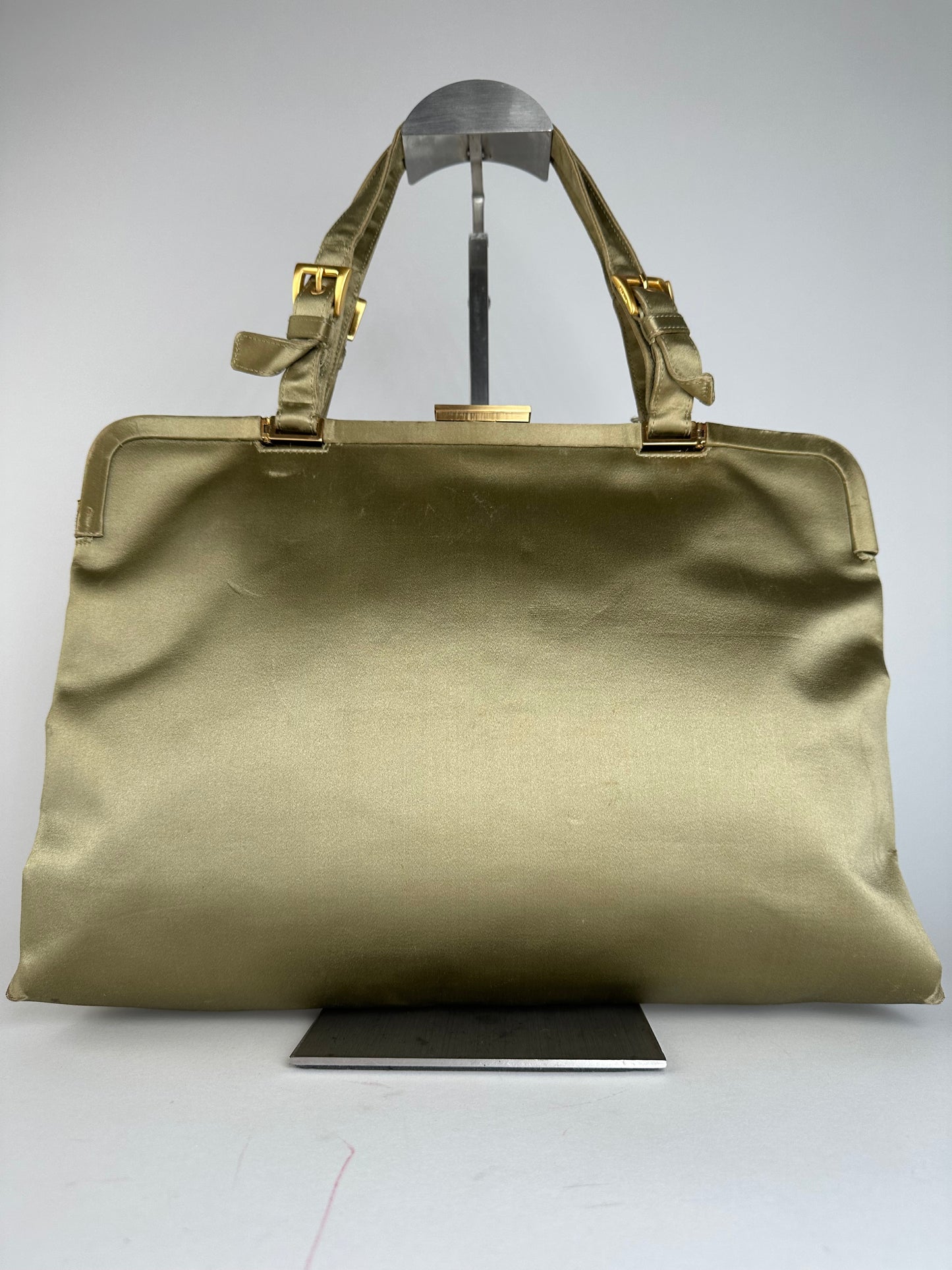 Vintage Prada Flap Handbag Green Gold