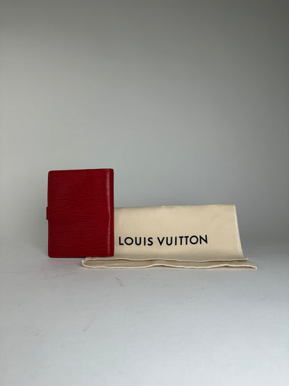 Vintage Louis Vuitton Epi Leather Wallet Red Black Gold