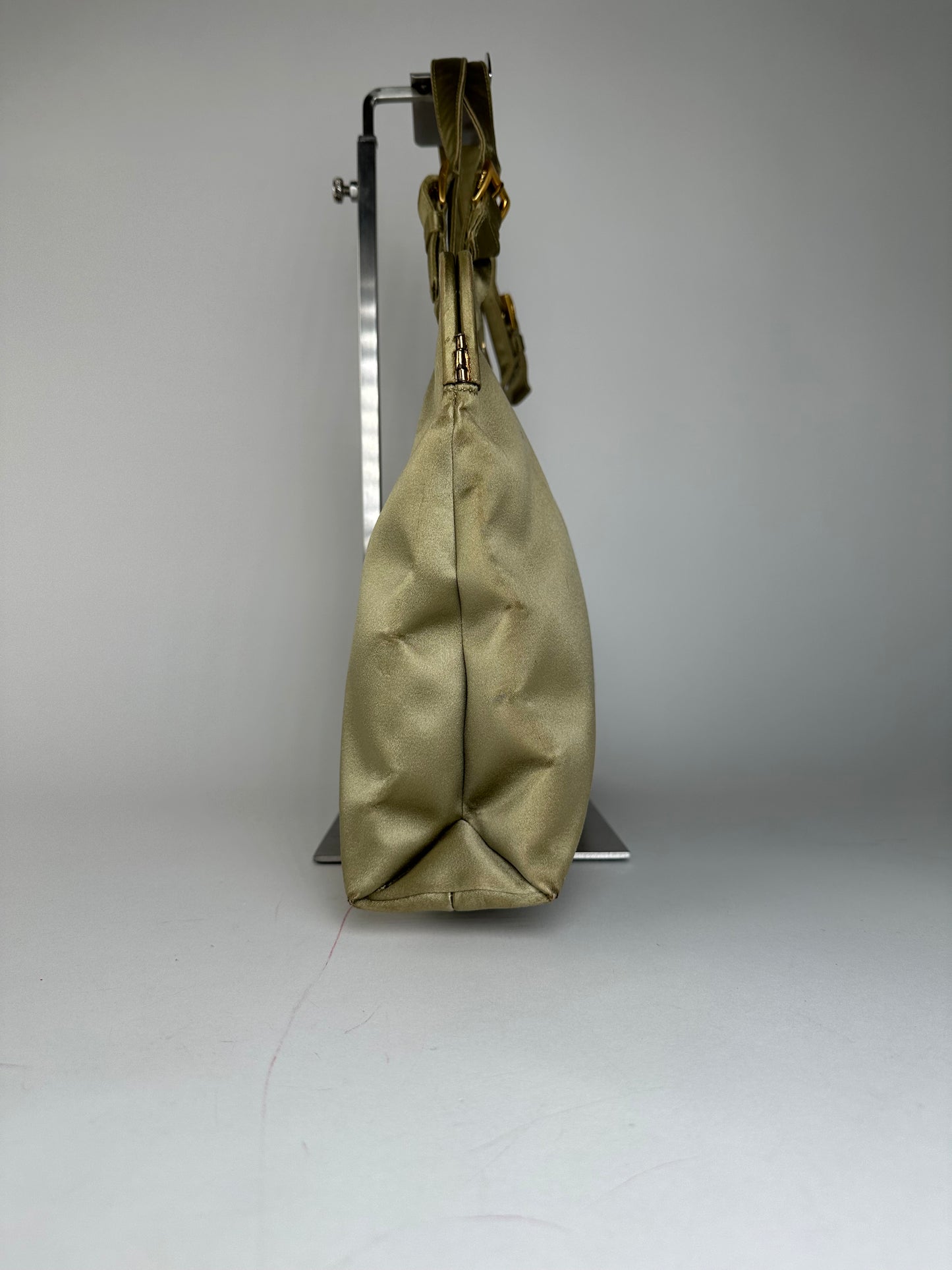 Vintage Prada Flap Handbag Green Gold