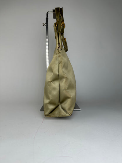 Vintage Prada Flap Handbag Green Gold