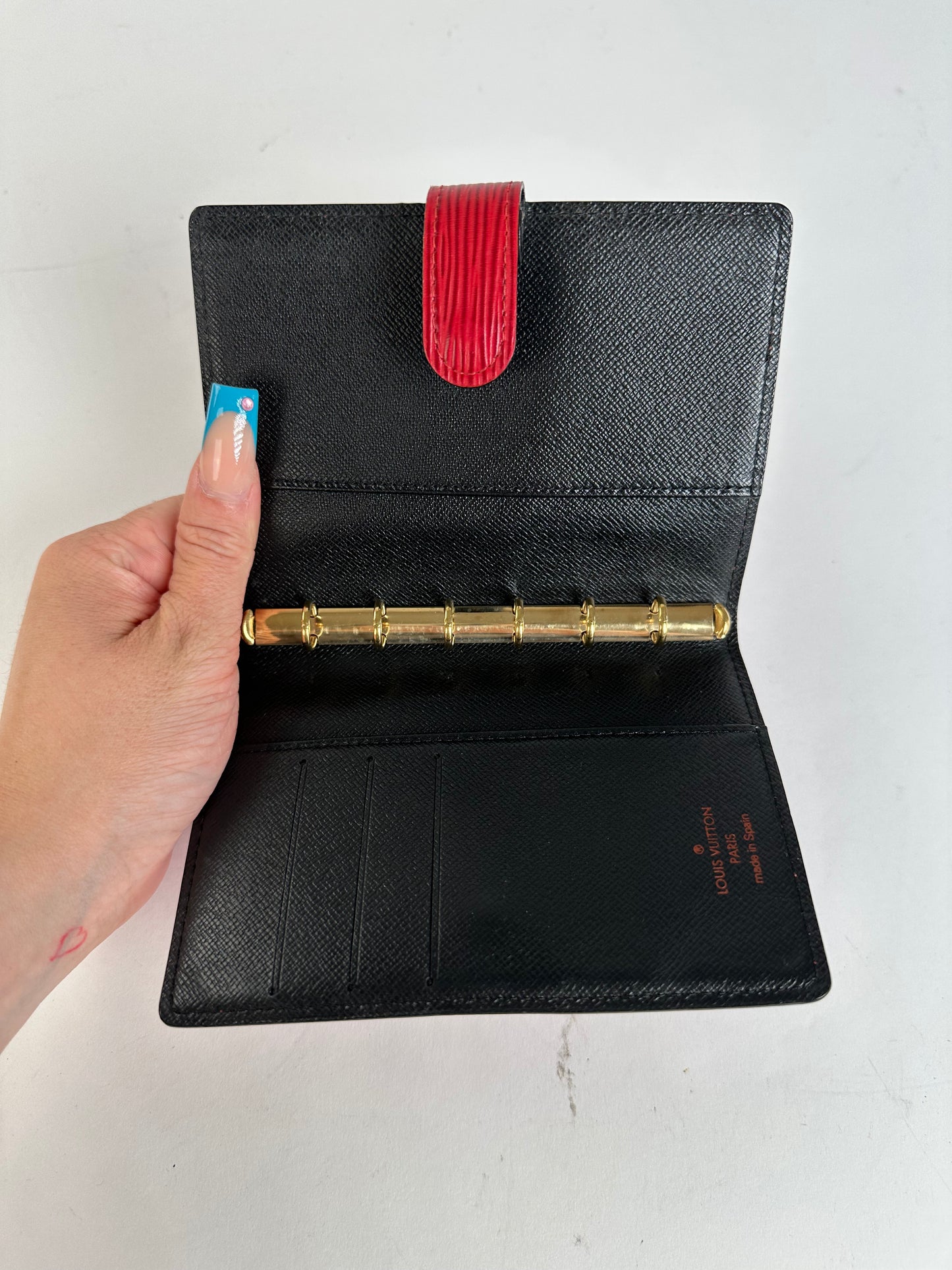 Vintage Louis Vuitton Epi Leather Wallet Red Black Gold