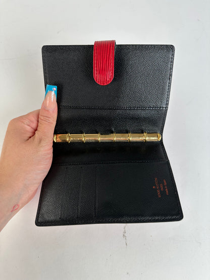 Vintage Louis Vuitton Epi Leather Wallet Red Black Gold