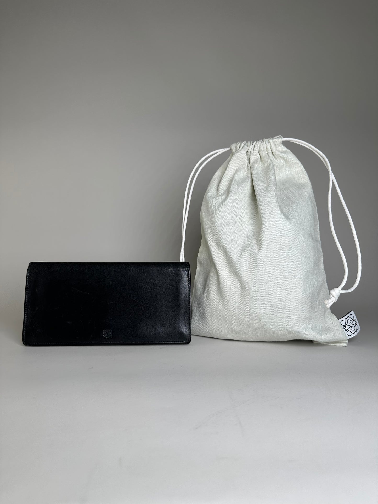 Vintage Loewe Leather Long Wallet Black