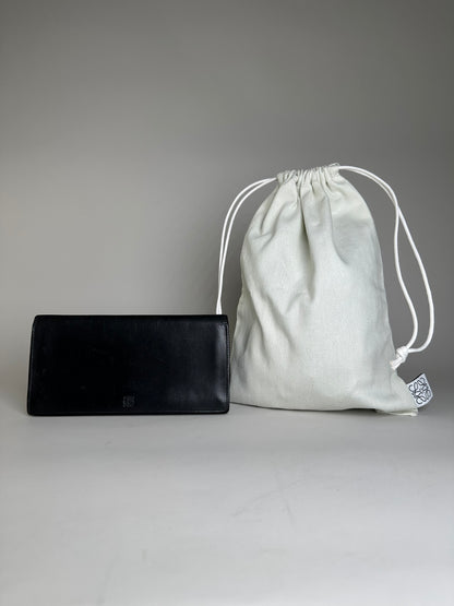 Vintage Loewe Leather Long Wallet Black