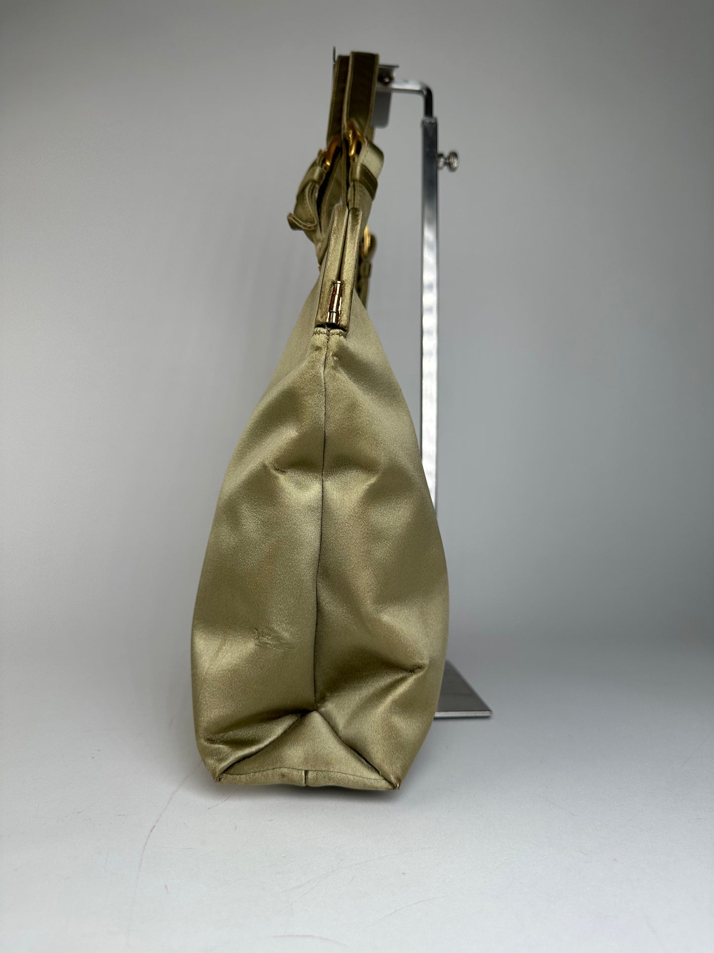 Vintage Prada Flap Handbag Green Gold