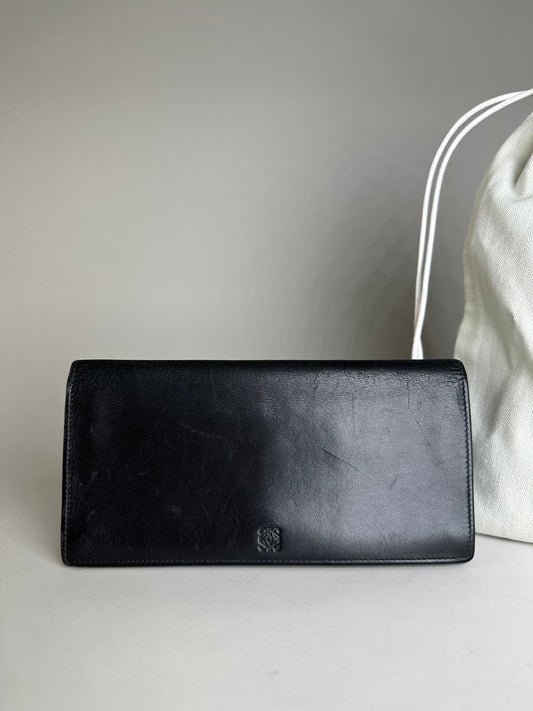 Vintage Loewe Leather Long Wallet Black