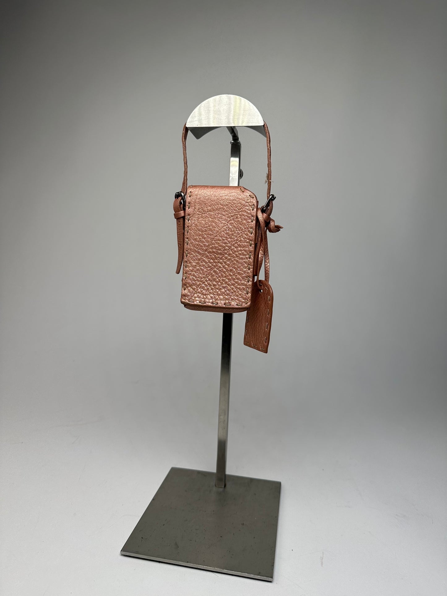 Vintage Fendi Metallic Rose Mini Leather Handbag