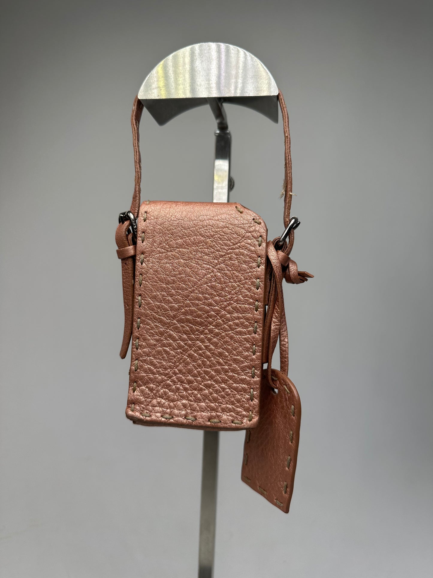 Vintage Fendi Metallic Rose Mini Leather Handbag