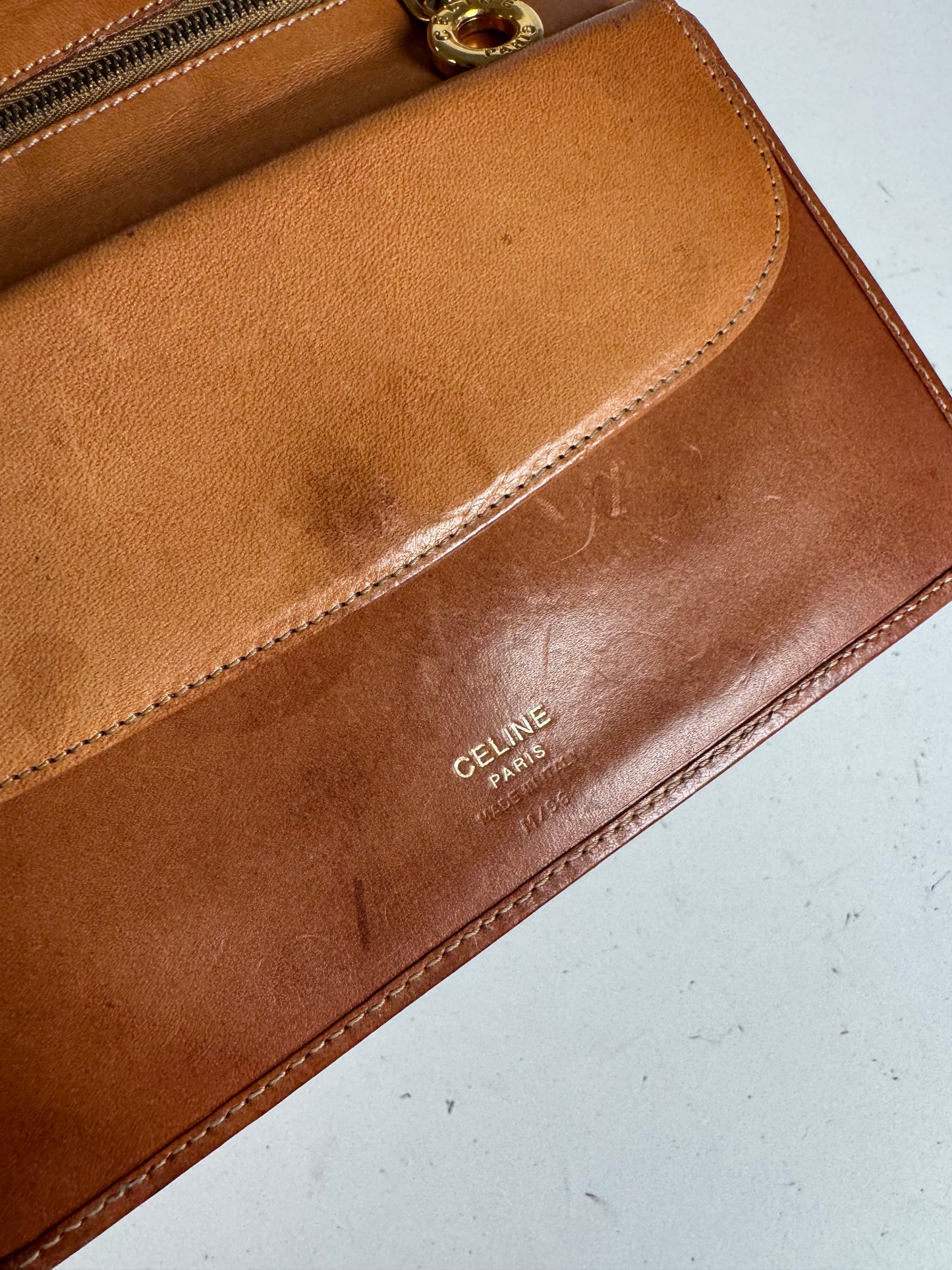 Pochette vintage Celine Triumphe monogramme marron