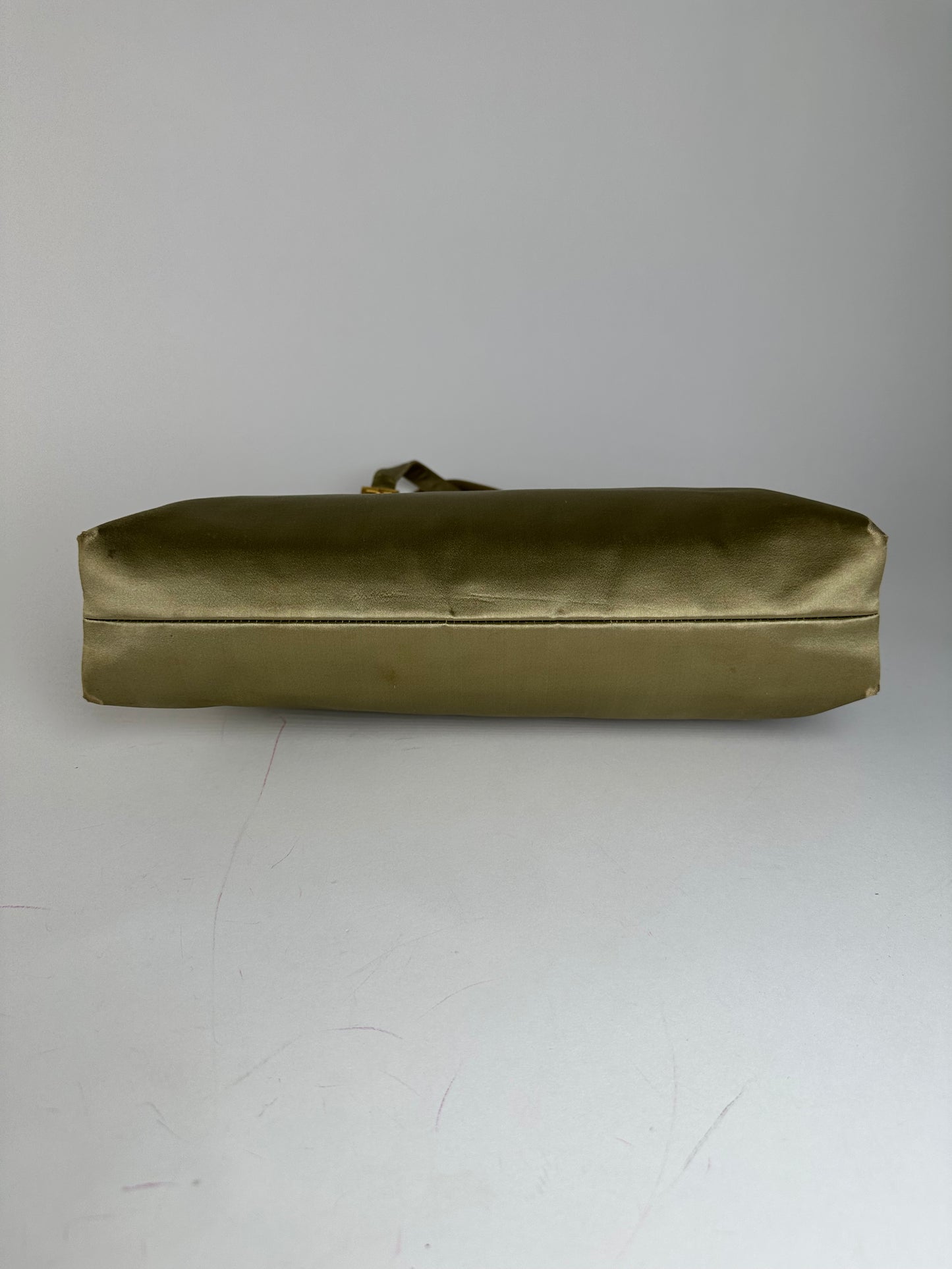 Vintage Prada Flap Handbag Green Gold