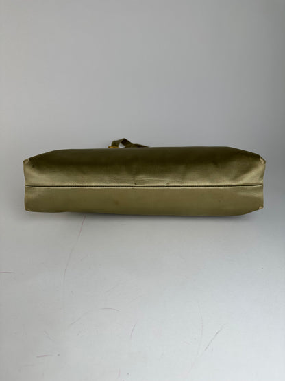 Vintage Prada Flap Handbag Green Gold