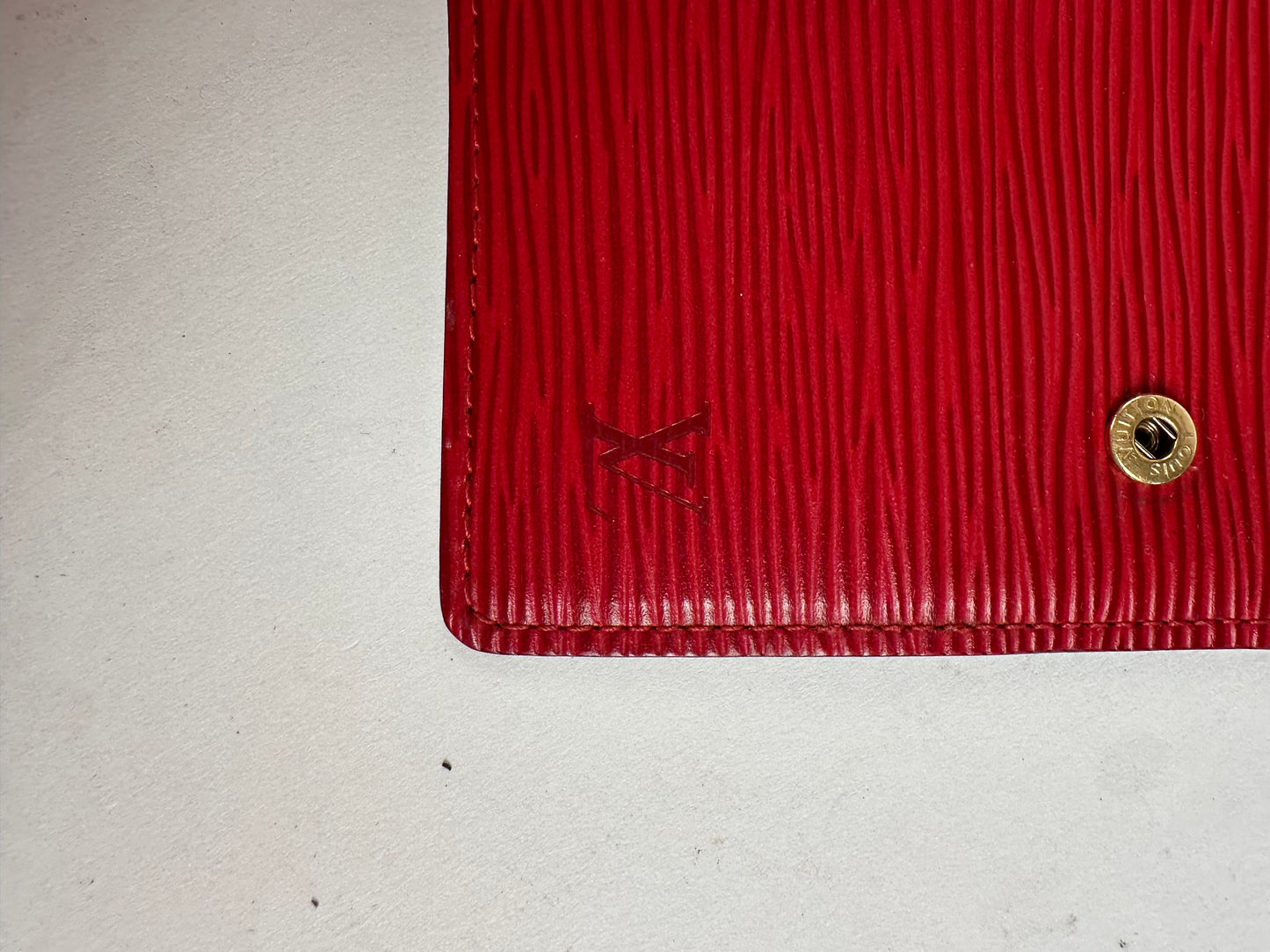 Vintage Louis Vuitton Epi Leather Wallet Red Black Gold