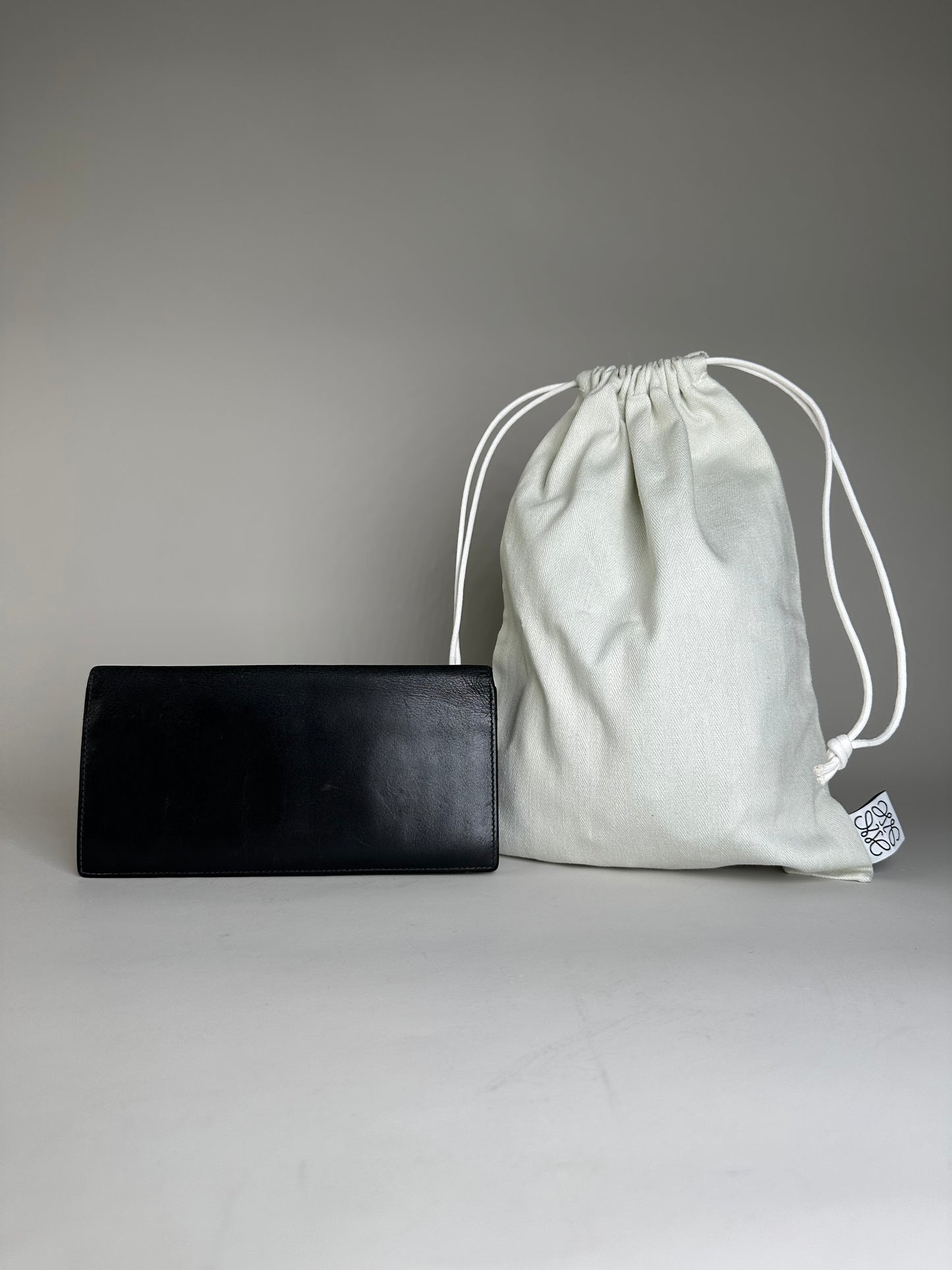 Vintage Loewe Leather Long Wallet Black