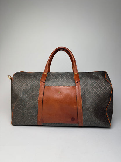 Vintage Balenciaga Abstract Leather Dufdel Bag Green Brown