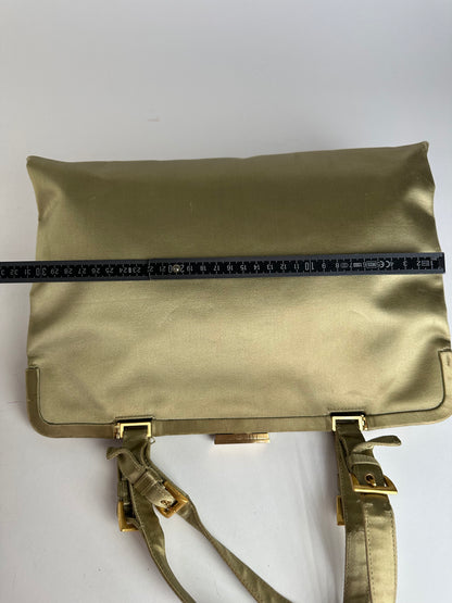 Vintage Prada Flap Handbag Green Gold
