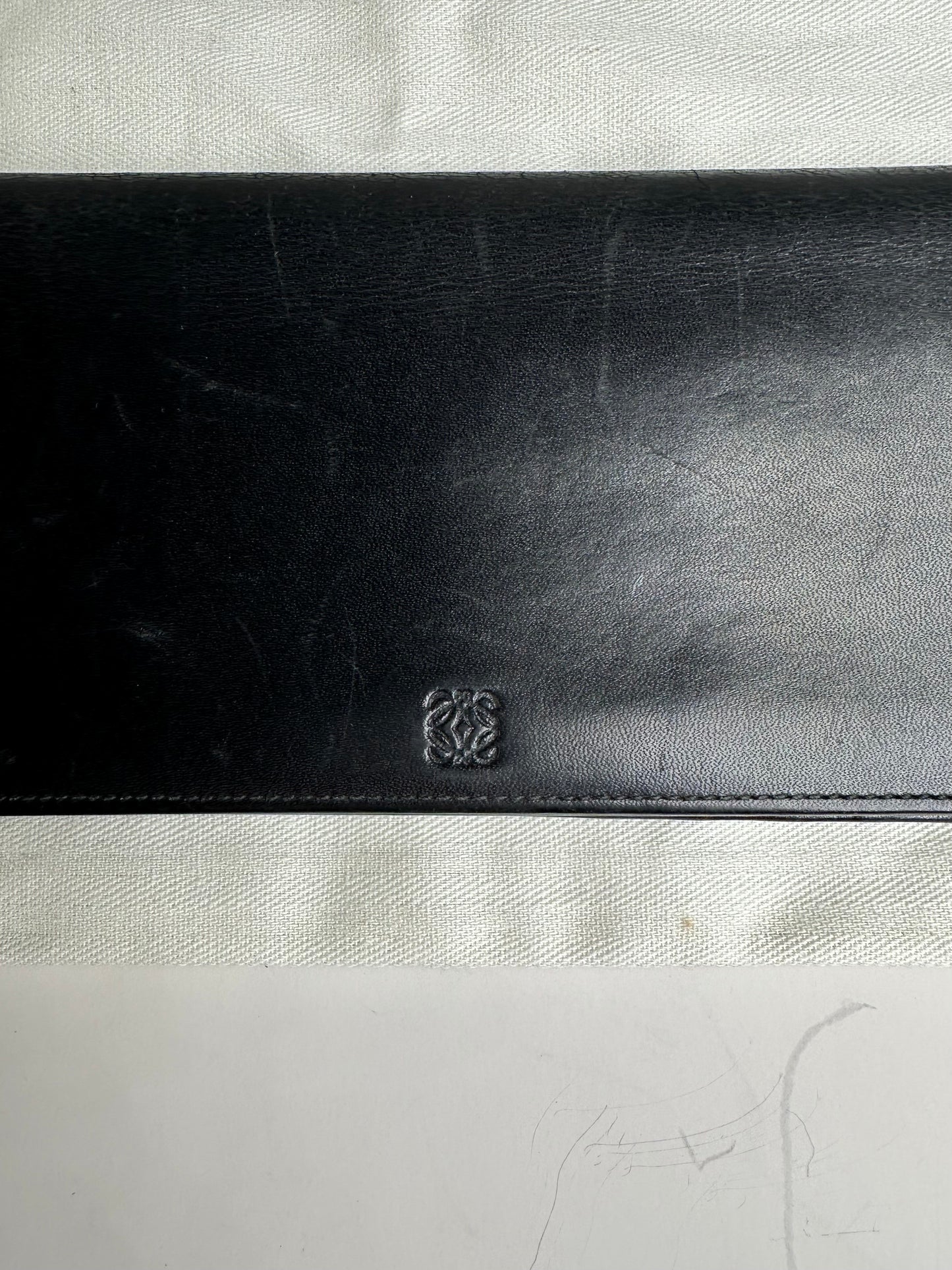 Vintage Loewe Leather Long Wallet Black