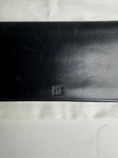 Vintage Loewe Leather Long Wallet Black