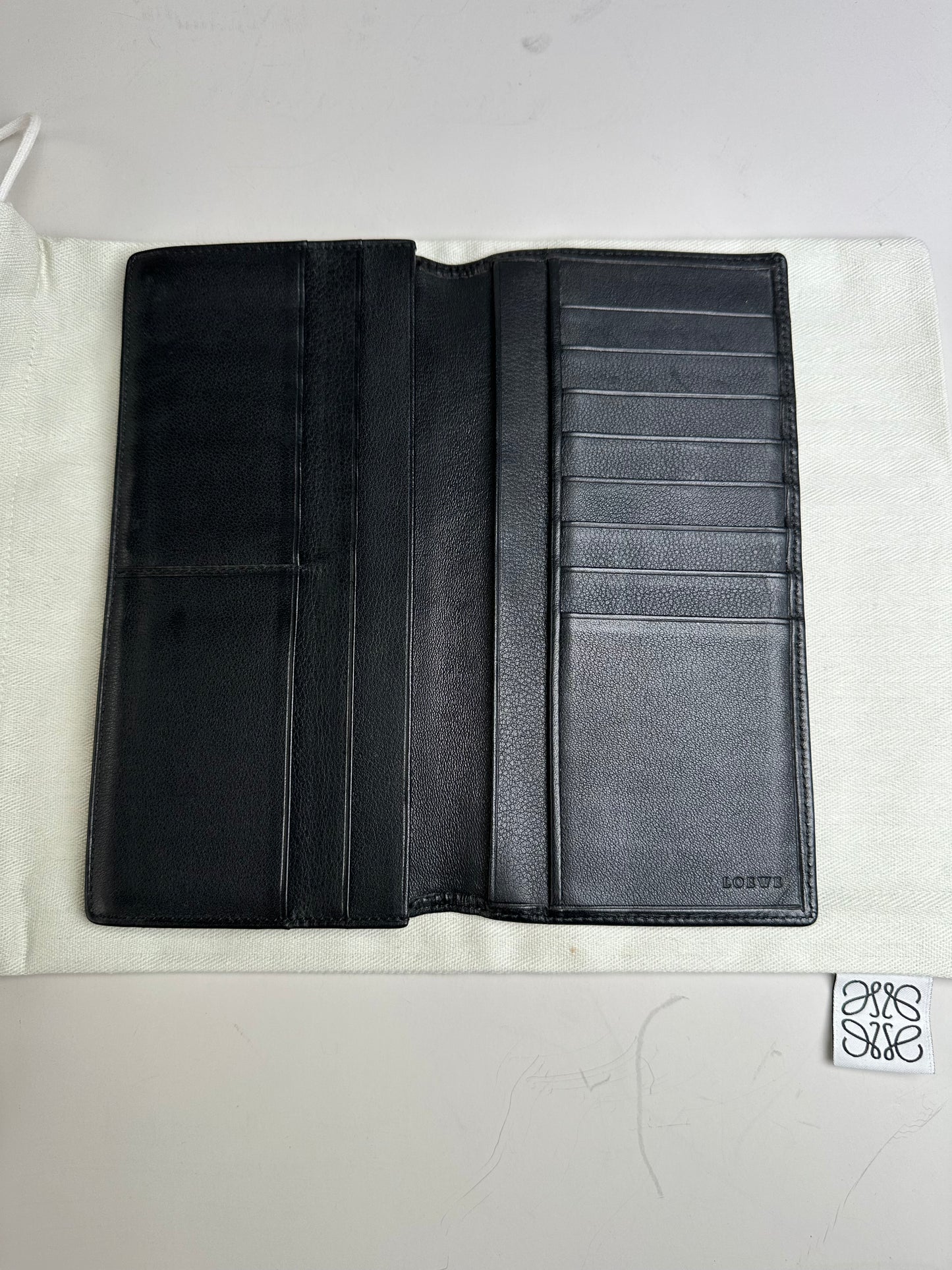Vintage Loewe Leather Long Wallet Black