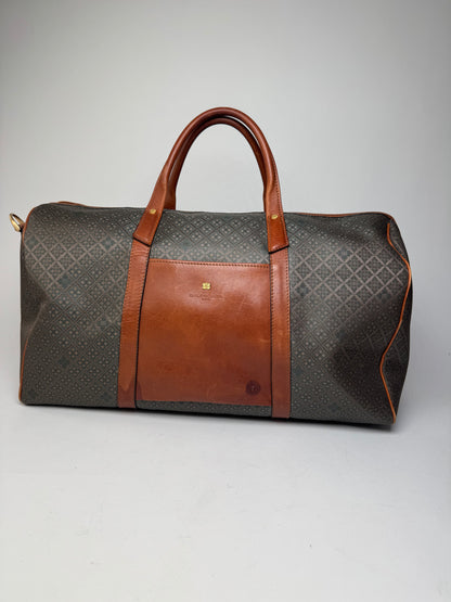 Vintage Balenciaga Abstract Leather Dufdel Bag Green Brown