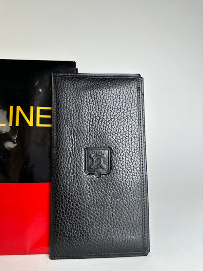 Vintage Celine Leather Wallet Black Gold