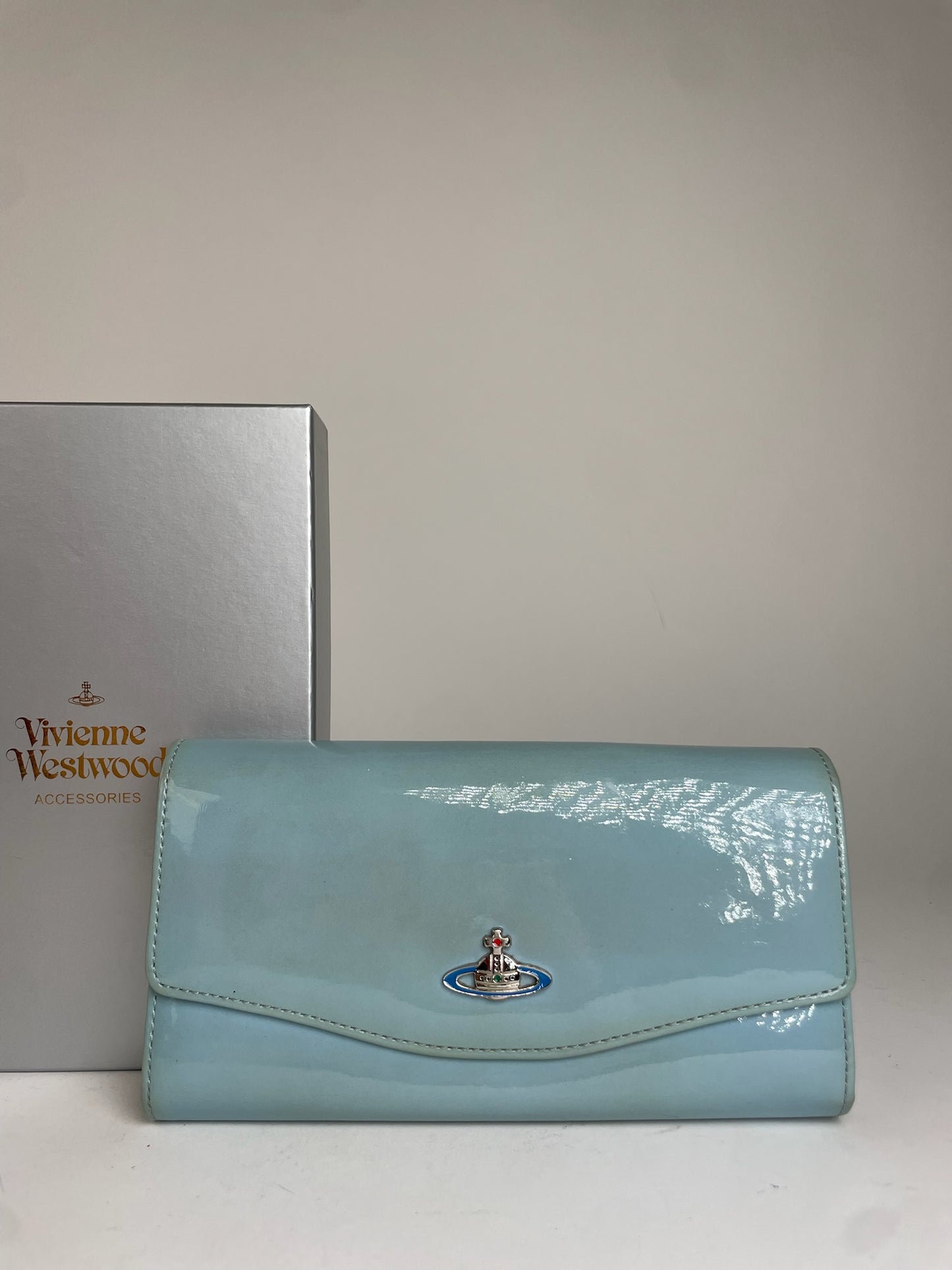 Vintage Vivienne Westwood Patent Leather Wallet Baby Blue