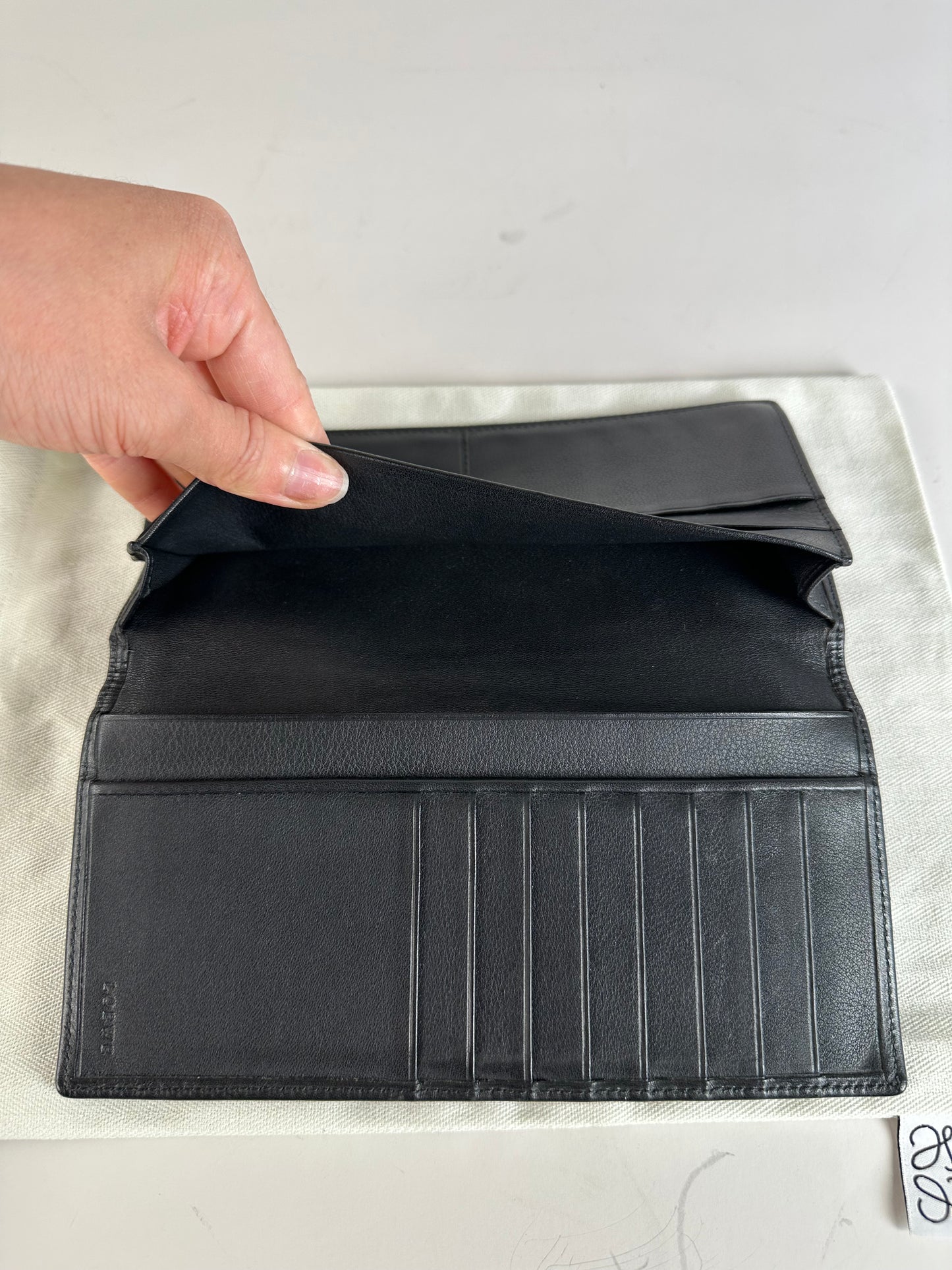Vintage Loewe Leather Long Wallet Black