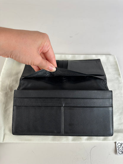 Vintage Loewe Leather Long Wallet Black