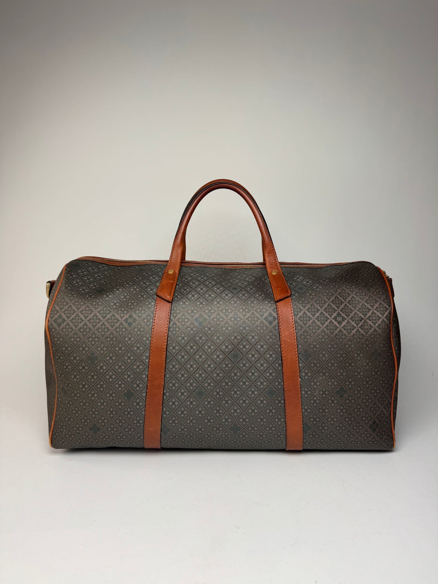 Vintage Balenciaga Abstract Leather Dufdel Bag Green Brown